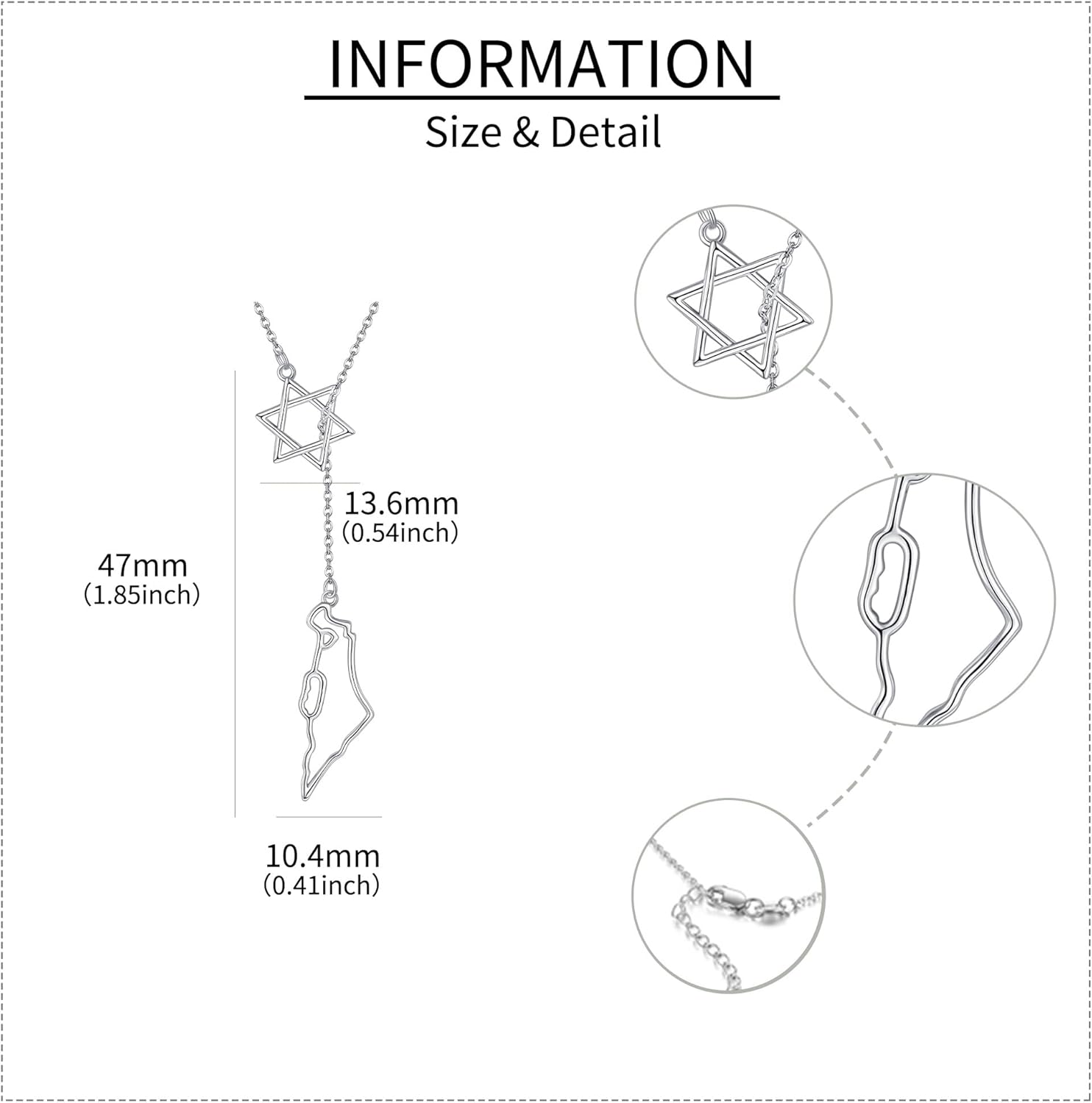 Israel/Africa/Texas Necklace Sterling Silver Star of David Israel/Texas State Map Pendant Jewelry for Women - Image 4