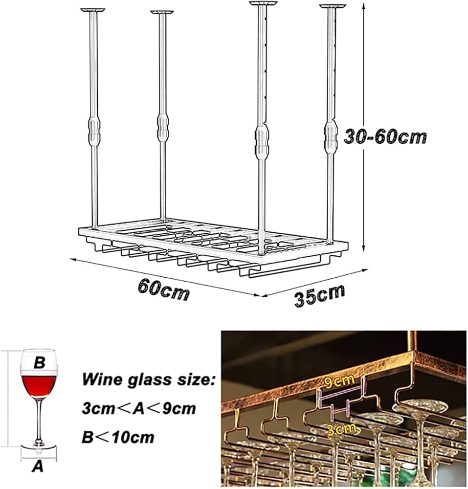 Amazon｜天井ワイングラスラック、吊り下げワイングラスホルダー、11.8