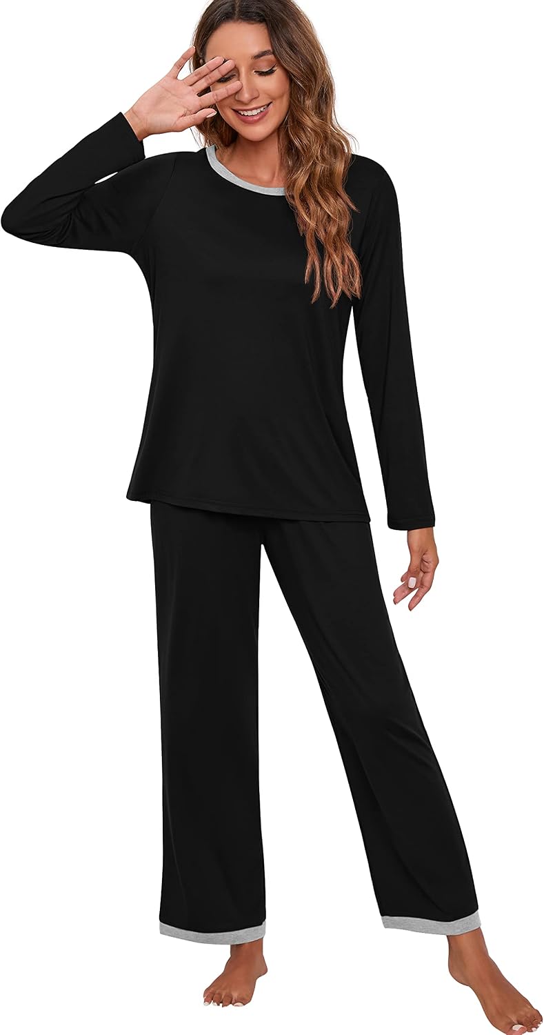 PrinStory Womens Pajama Sets Long Pjs Soft Lounge Sets XS-4XL image 5