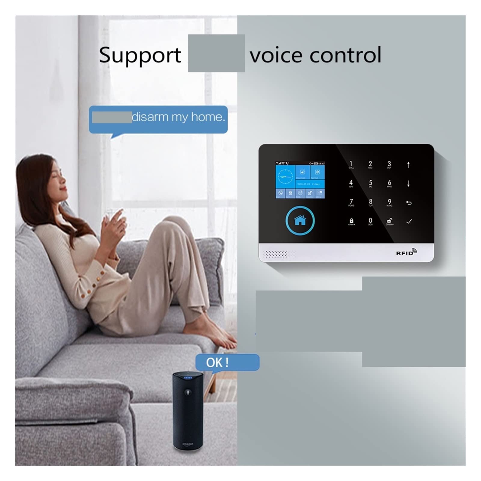 PG103 Sistema de Alarma WiFi 4G Tuya con Sensor de Movimiento inmune de Pet IP Cámara inalámbrica Smart Home Sprowing Soporte Control de Voz(G)