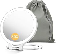 FASCINATE 10X/1X Double-Sided Magnifying Makeup Mirror - Rechargeable LED Lighted Vanity Mirror, 3 Color Modes, Adjustable Stand
