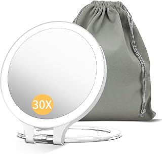 FASCINATE 10X/1X Double-Sided Magnifying Makeup Mirror - Rechargeable LED Lighted Vanity Mirror, 3 Color Modes, Adjustable Stand