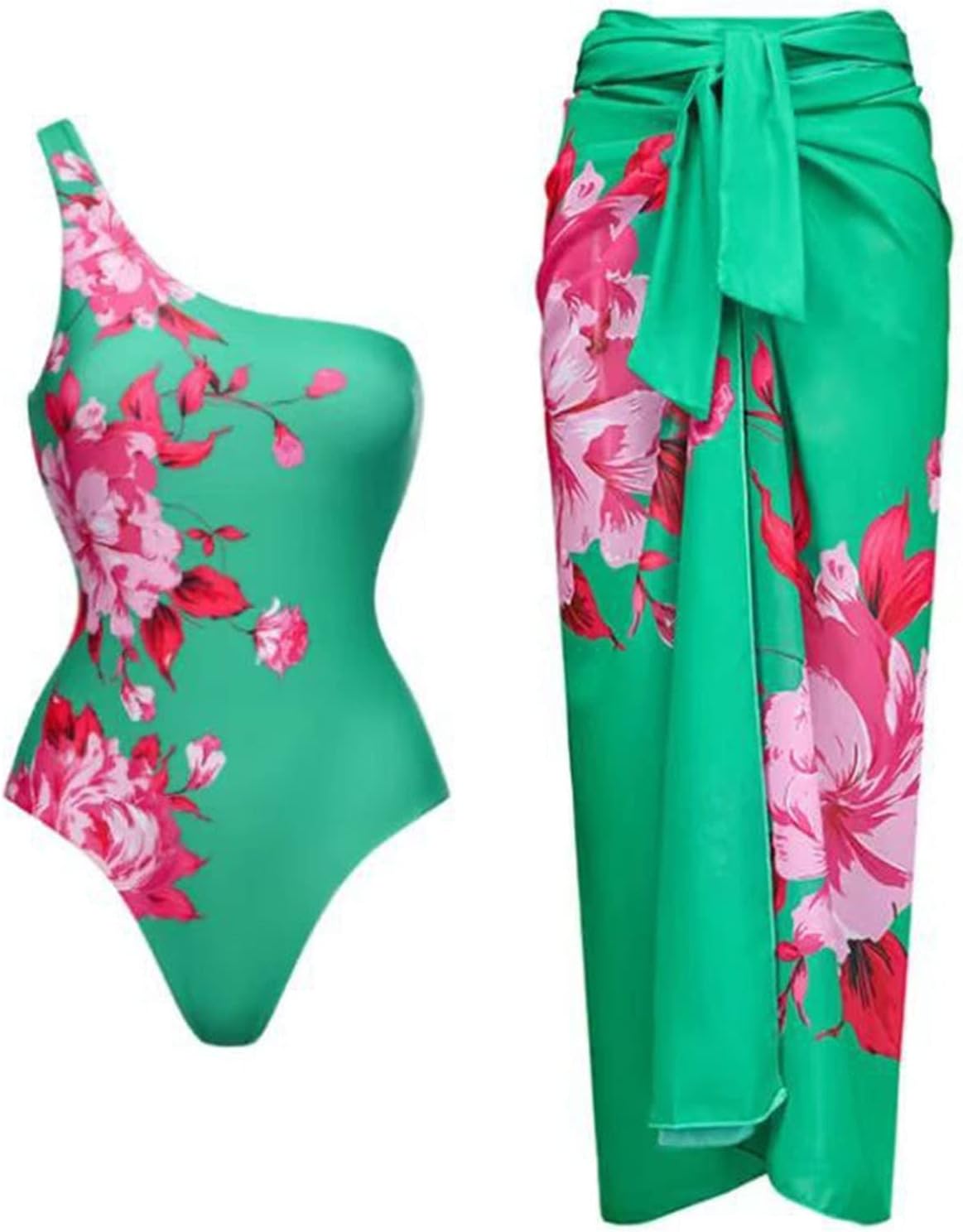 anuyalue One Piece Bathing Suit with Cover up Set Women 2 Pieces Beach