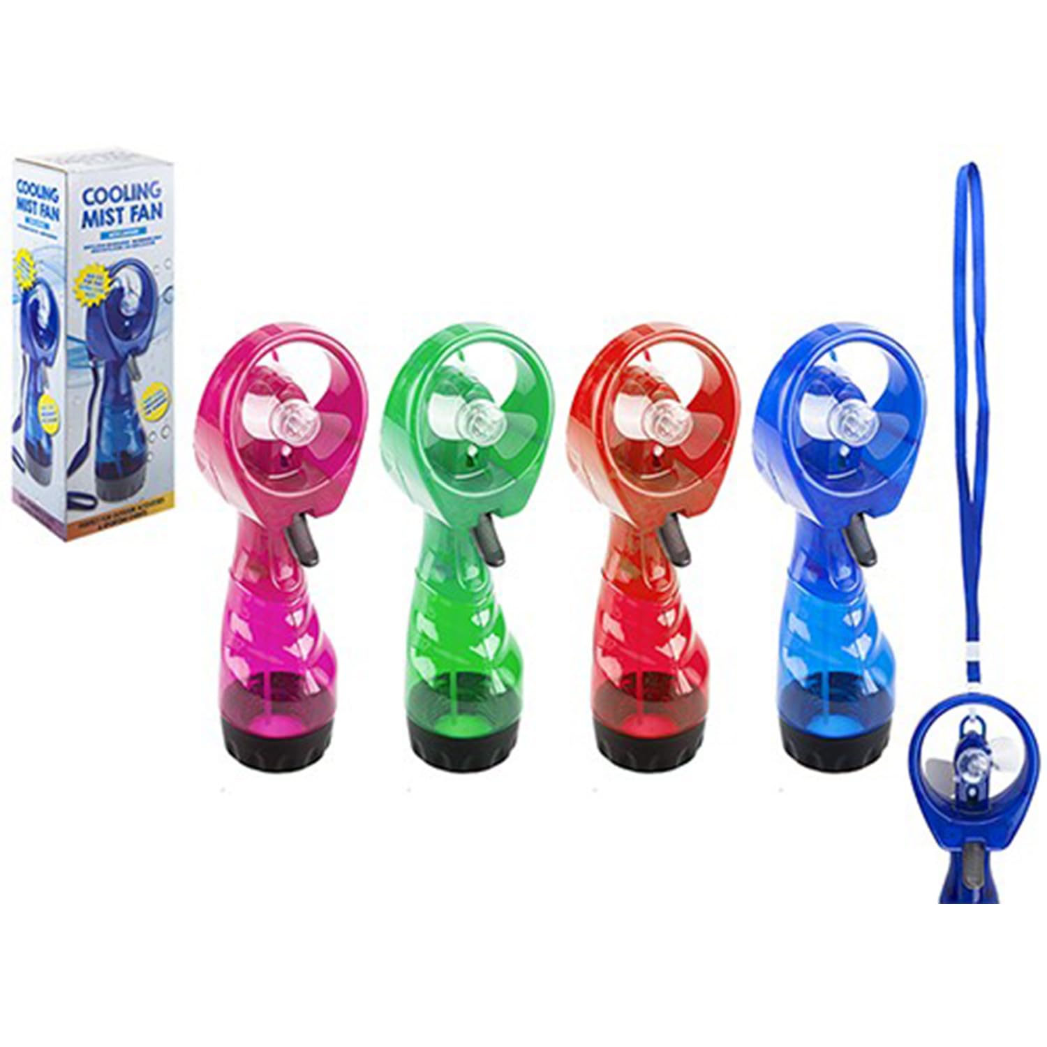 PMS Handheld Cooling Mist Spray Fan with Landyard Battery Operated Random Colour