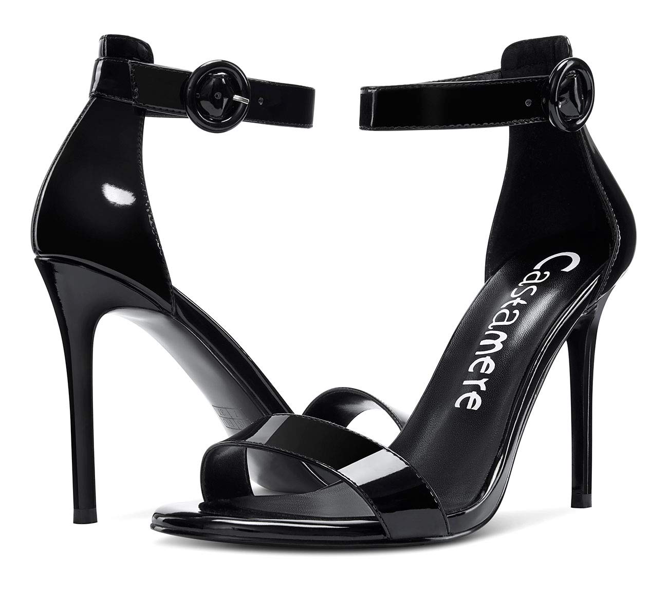 Castamere Zapatos de Tacón Mujer Punta Abierta Sandalias Tira de Tobillo Tacón de Aguja 10CM