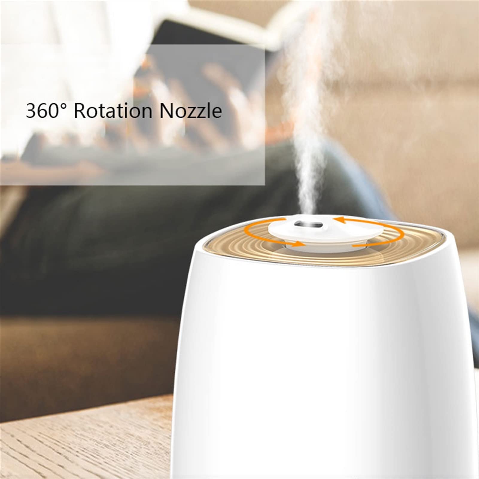 Humidificadores de Aire Humidificador De Dormitorio Del Hogar MUTE TOP TOP ACEITE DIFIDER HUMIDIENTE - Boquilla De Rotación Ajustable -360 °, Apagado Automático, Ajuste De La Perilla, 3.5L Silencioso