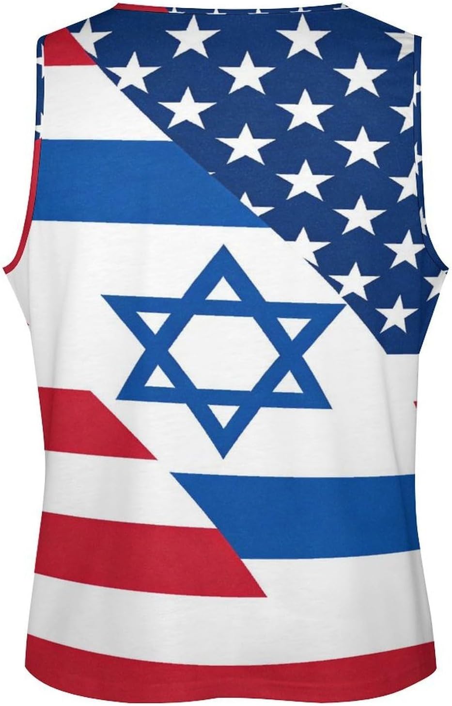 Israel U.S.A. Flag Men's Workout Tank Tops Graphic Sleeveless Muscle T-Shirt Gym Beach Tee