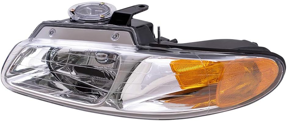 Brock Replacement Driver Headlight Compatible with 1996-2000 Caravan Town & Country Voyager Van without Quad Lamps 4857150AB