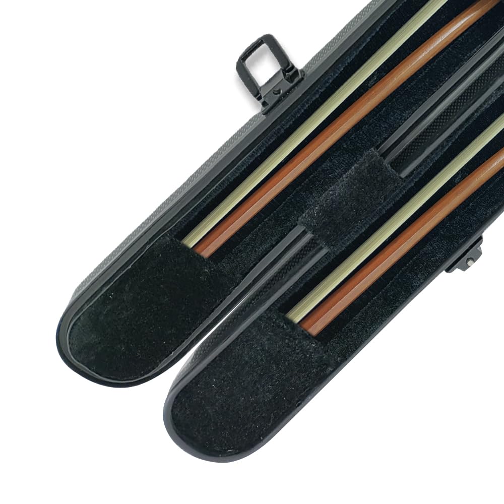 Estuche para violín y violonchelo 4/4 portátil duro de fibra de carbono con correa para el hombro para 2 arcos. Interior de felpa gruesa a prueba de golpes de espuma (negro)