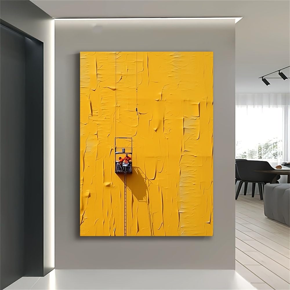 Cuadro decorativo abstracto amarillo para pared de dormitorio y decoracion de interiores