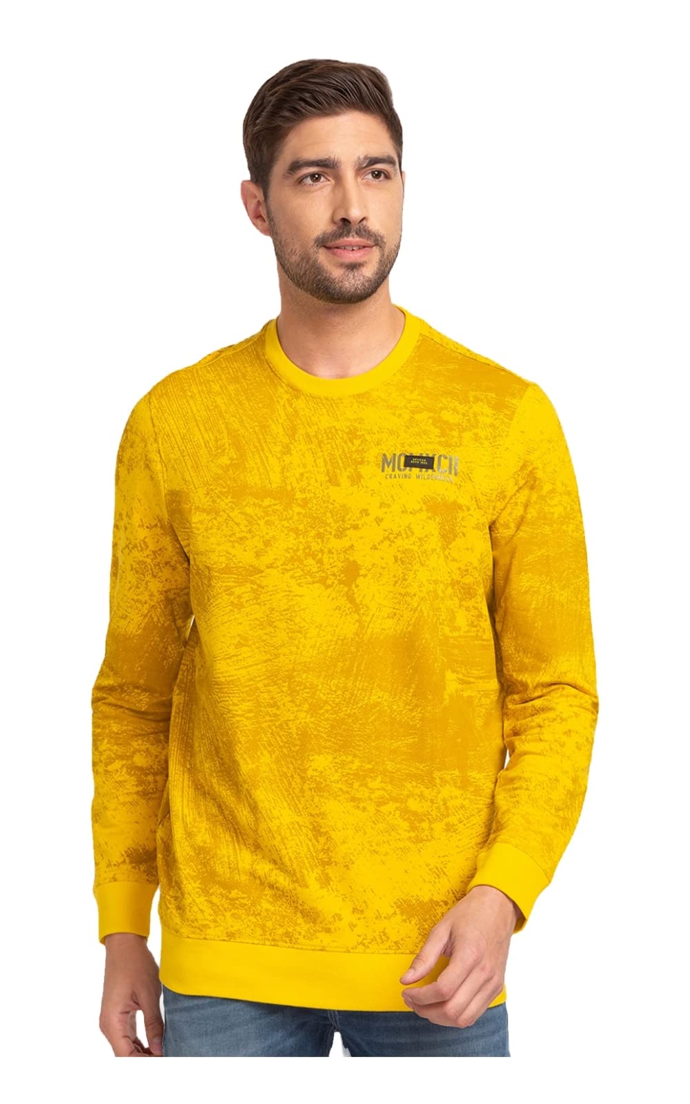 Spykar Men's Cotton Round Neck Sweatshirt (MSS02BBLW176) in neutral