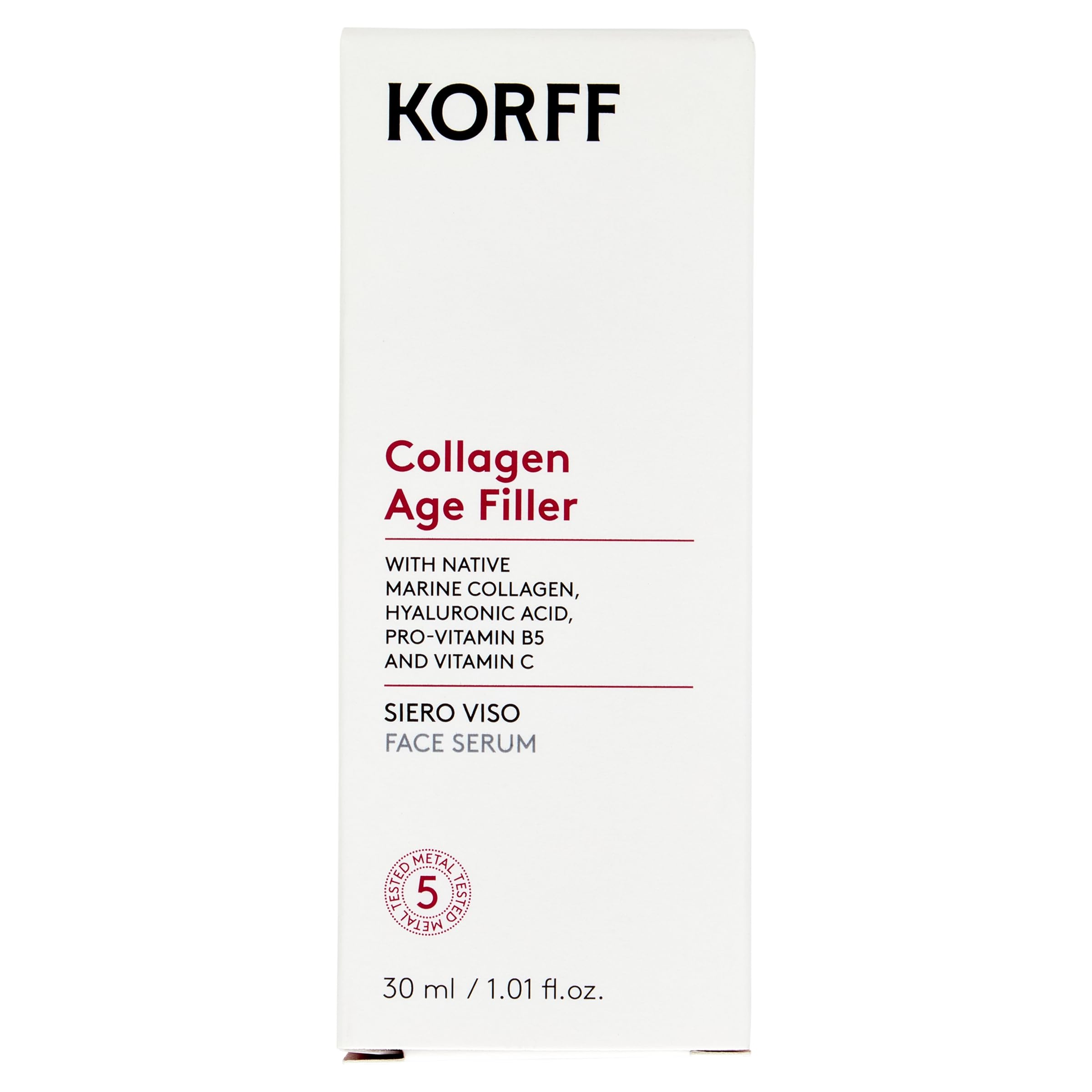 Korff Anti-Aging Gesichtsserum, Collagen Age Filler, intensive Korrektur gegen Falten und tiefe Feuchtigkeit, Meereskollagen, Hyaluronsäure und Vitamine, 30 ml