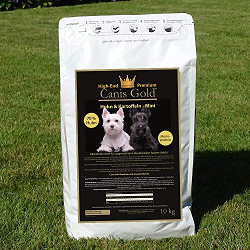 Canis Gold Adult Mini 70% Huhn + Kartoffeln (Monoprotein) | getreidefrei | Trockenfutter aus frischem Fleisch 10 kg