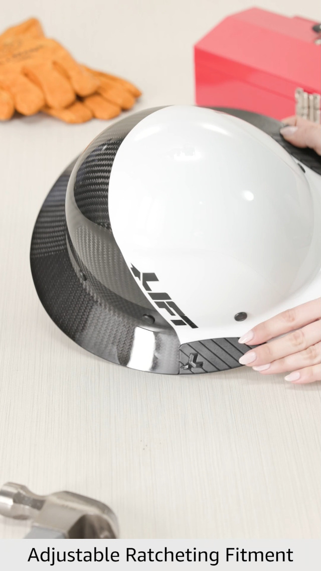 Casco De Seguridad De Ala Completa Con Fibra De Carbono Blanca DAX - Foto 4