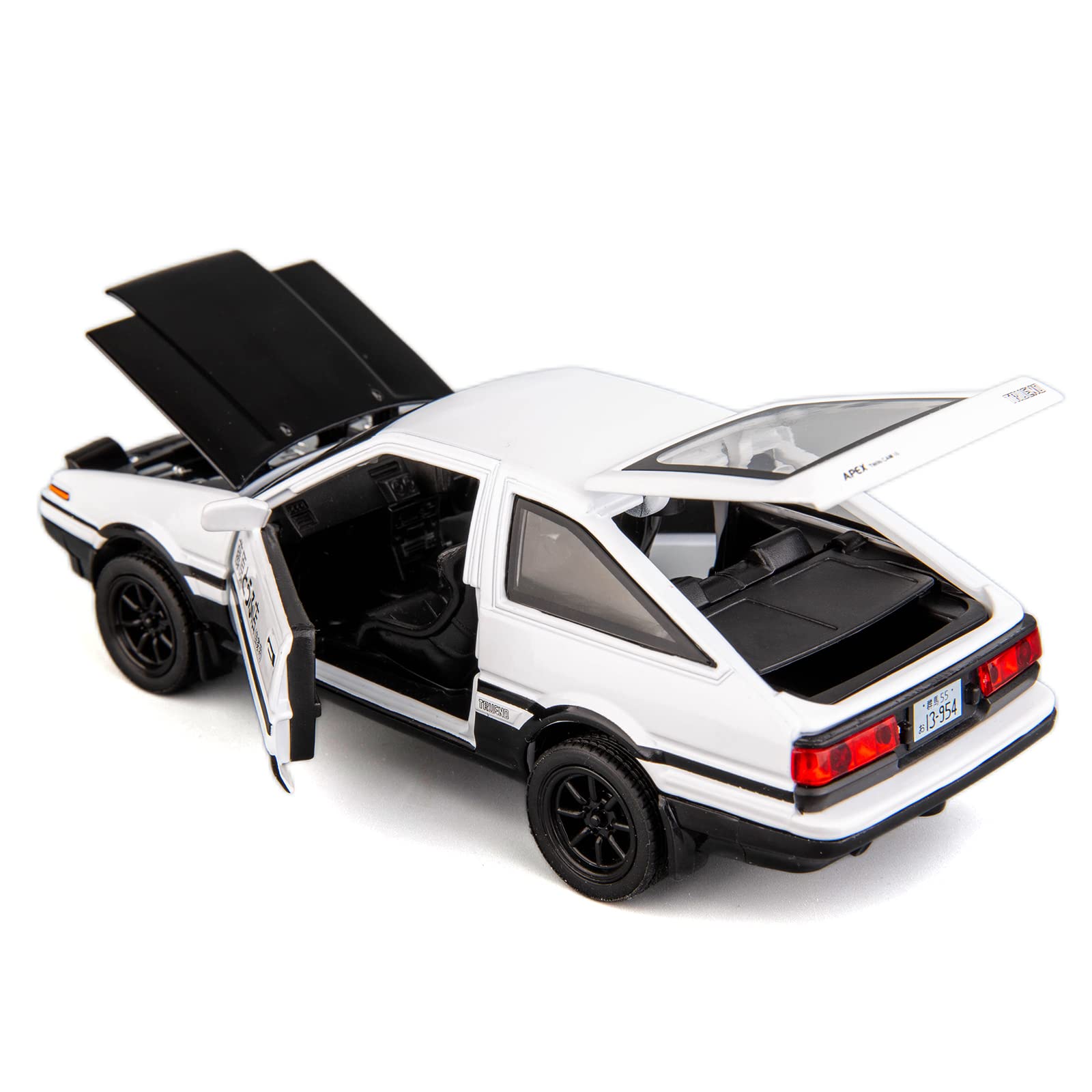 TGRCM-CZ 1/32 Toyota AE86 Initial D Modèle de voiture, Alliage de zinc Voiture jouet à rétraction avec Son et Lumière pour Enfants Garçon Fille Cadeau (Noir)
