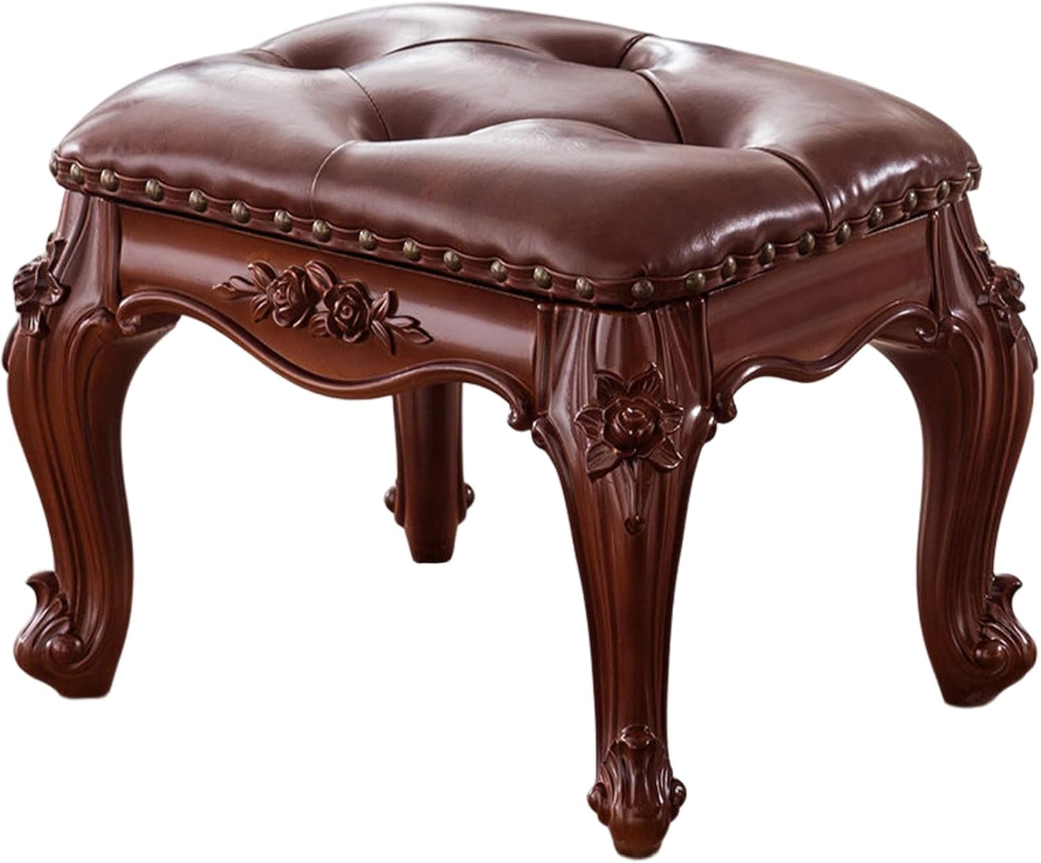 Small Upholstered Footstool,Leather Footstool,Vintage