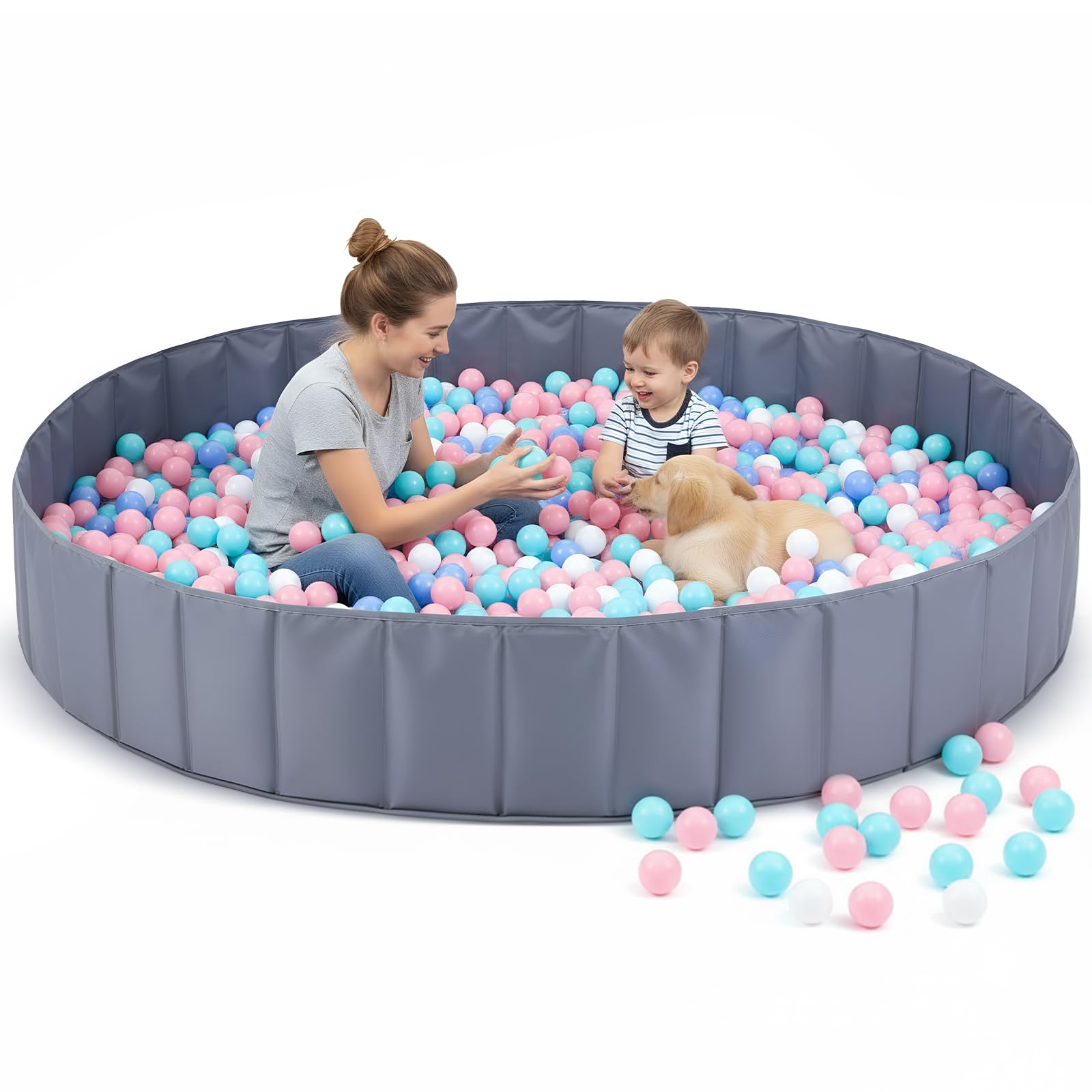 Photo 1 of Burbell 72"x 12" Extra Large Kids Baby Ball Pool, Jumbo Ball Toddlers Game Activity Pit, Hold Over 2000 Balls, Round Folding Portable Play Pit Indoor and Outdoor, Balls Not Include(Grey)