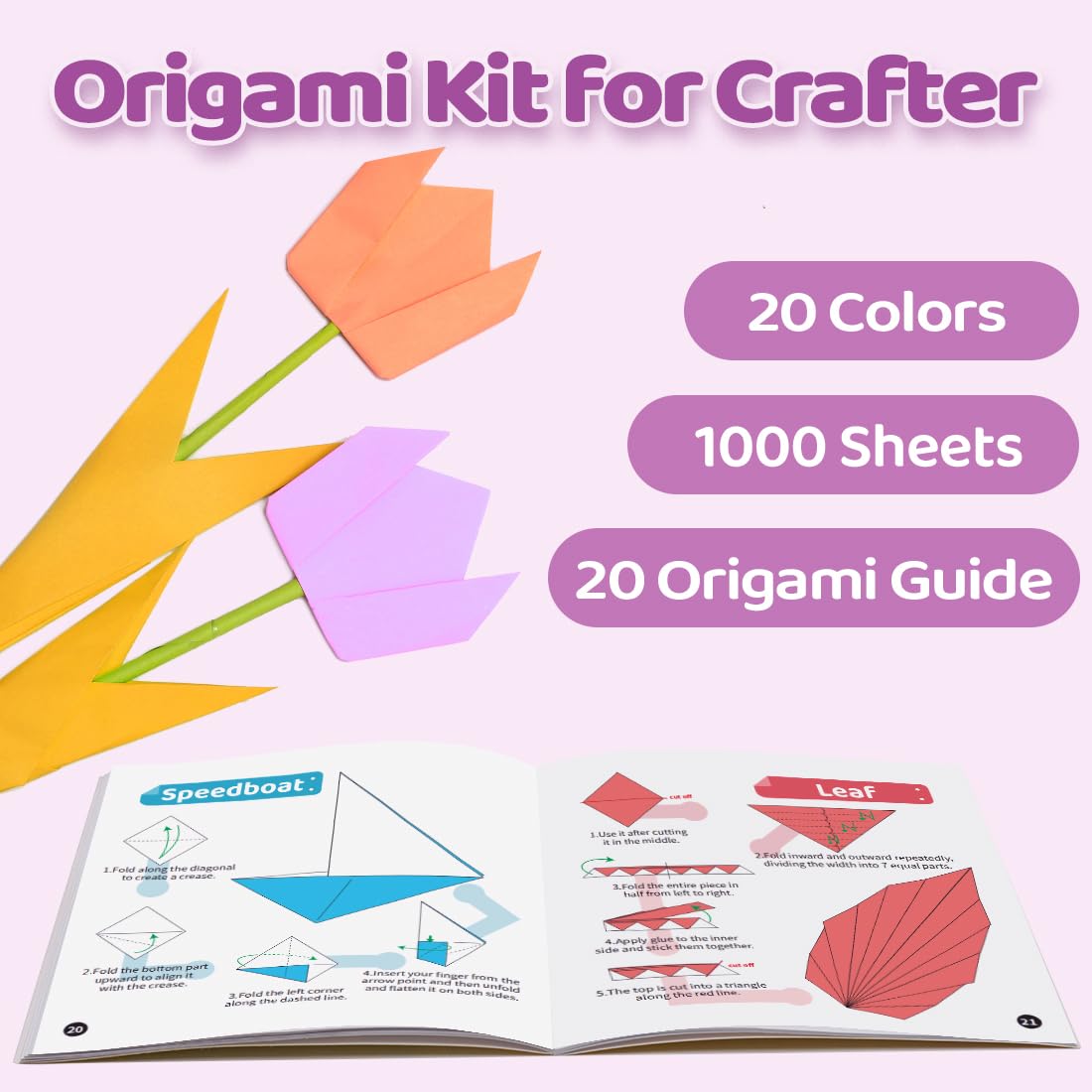 Origami Paper Kit - 1000 Sheets, 20 Colors -4 Origami Paper Kit - 1000 Sheets, 20 Colors -4