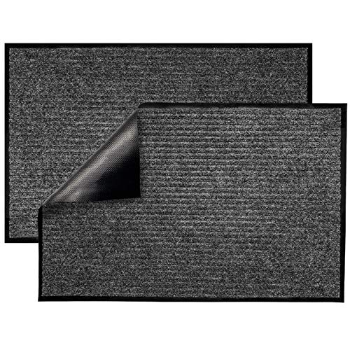Lovinland Front Door Mat 2 Packs 35'' x 23.6'' Entrance Door Mat Outdoor Indoor Floor Door Mat Welcome Rug Entryway Mat Anti Slip Entrance Mat for Inside Outside Garage Porch High Traffic Area