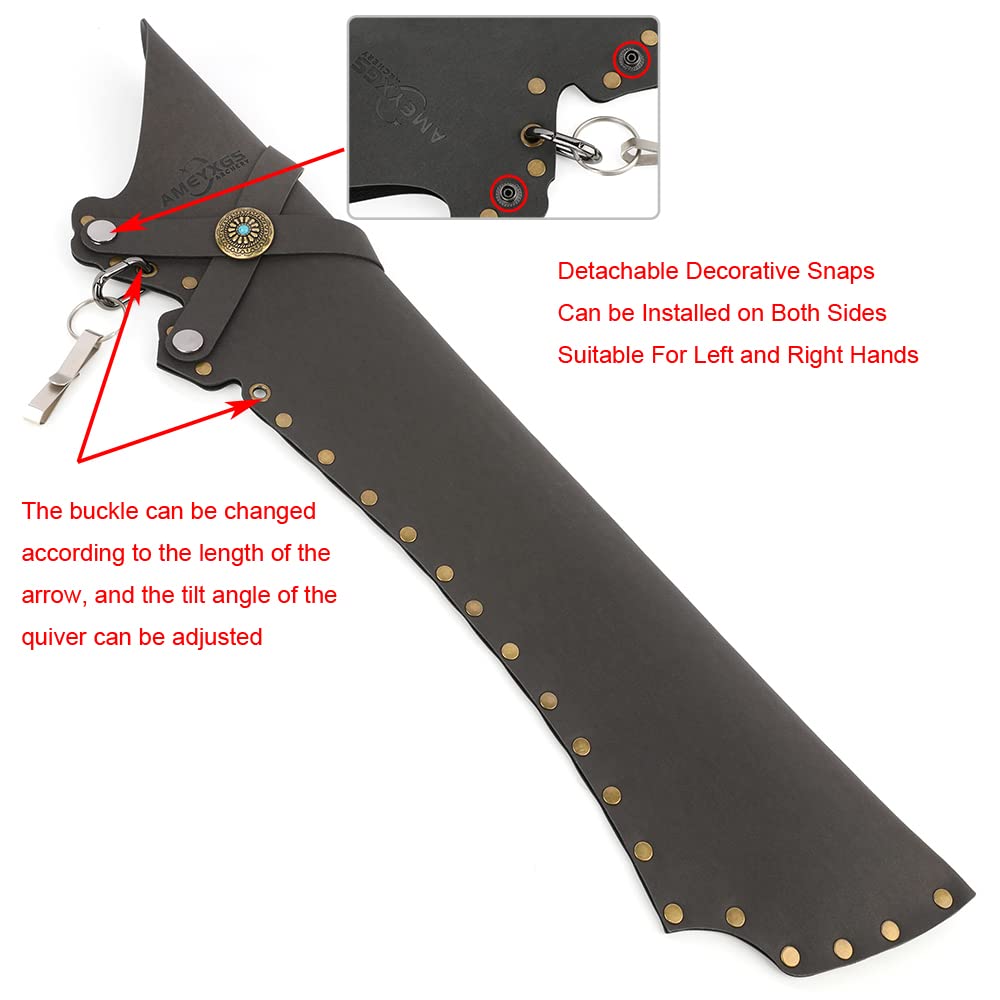 SHARROW Tiro con L'Arco Faretra a Freccia Impiccata in Vita Porta Freccia Regolabile LH/RH Porta Frecce Borsa Faretra Laterale per tiro con Arco ricurvo Tradizionale con Arco Lungo