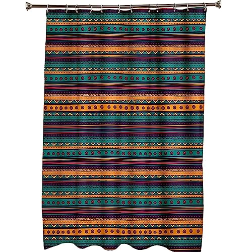Rideau de douche 200x200cm polyester à rayures ethniques KnSam - 7