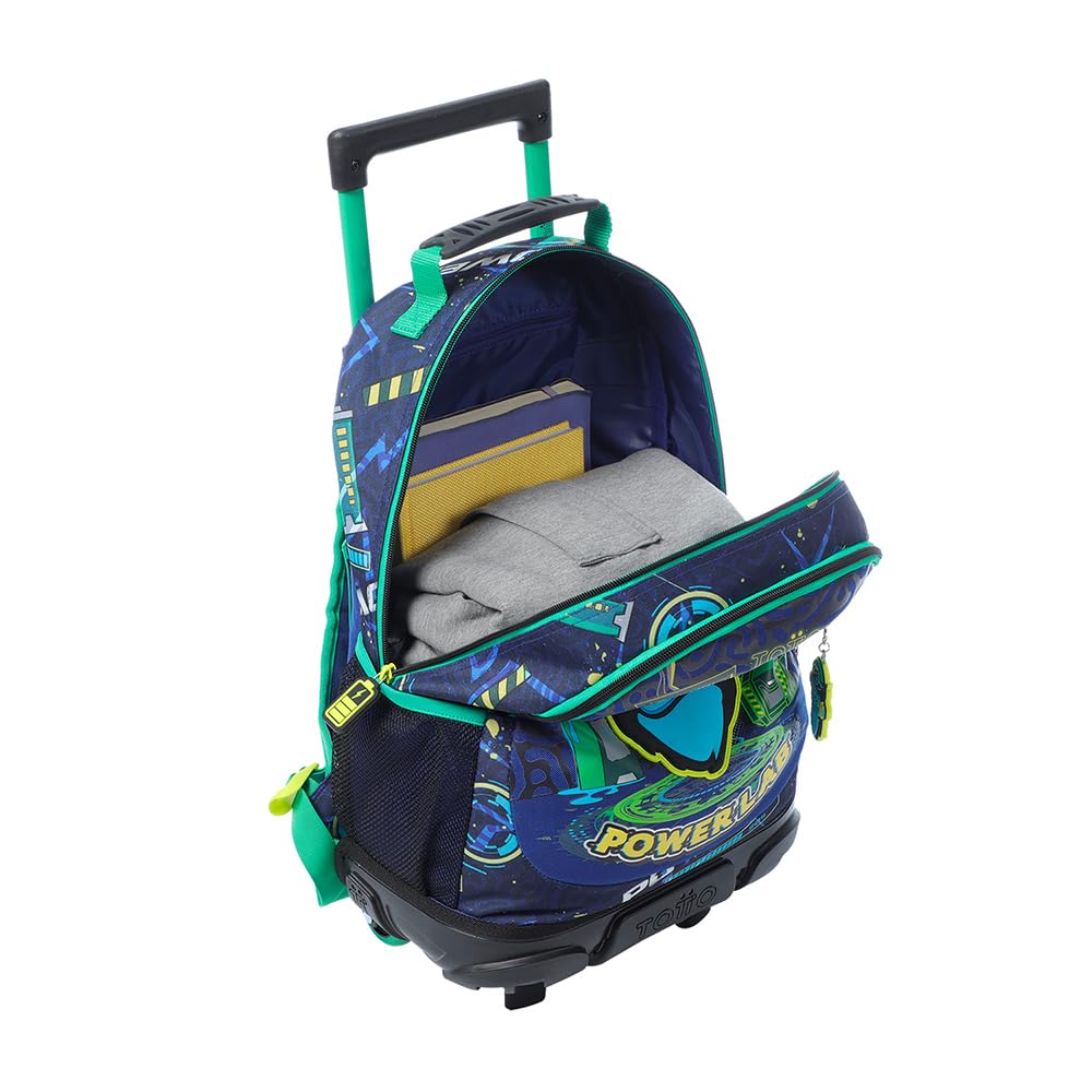 TOTTO - Mochila Escolar con Ruedas, Modelo Kong Lab M, Mochila Mediana, Capacidad 14 L, 2 Compartimentos, 2 Bolsillos para Botella, Protección contra Impactos, Cómodas Correas Ajustables, Color Azul