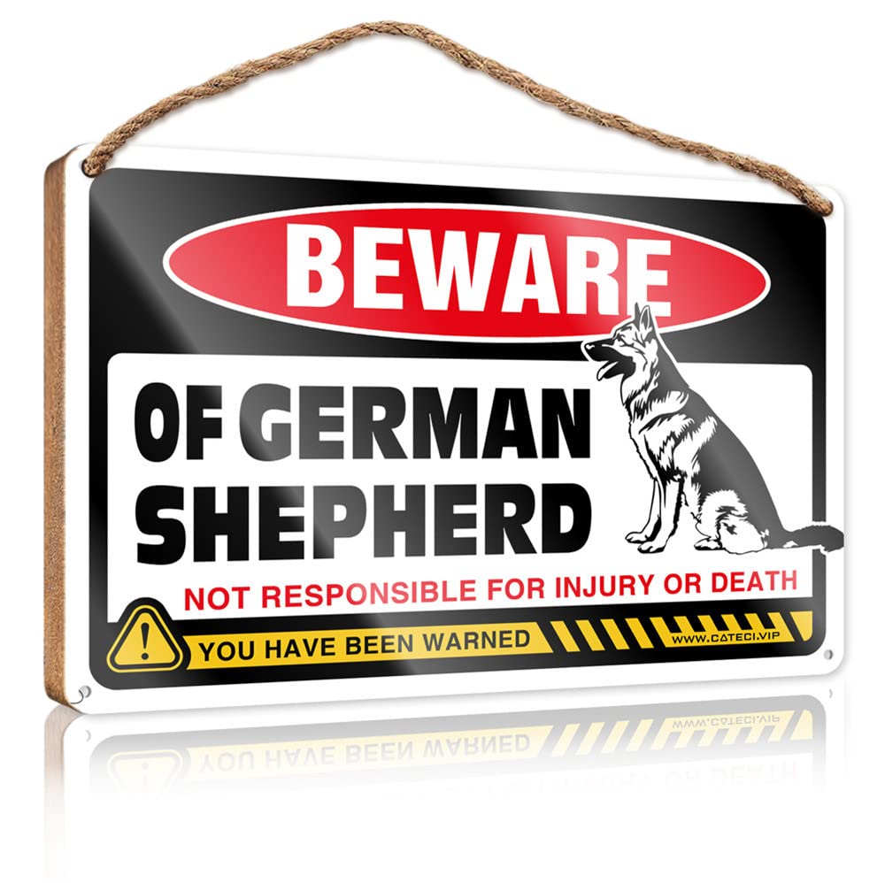 DTHA Personalized Front Door Sign Beware Of German Shepherd Wooden Sign Funny Bathroom Decor Door Sign For Bedroom(20X30CM)