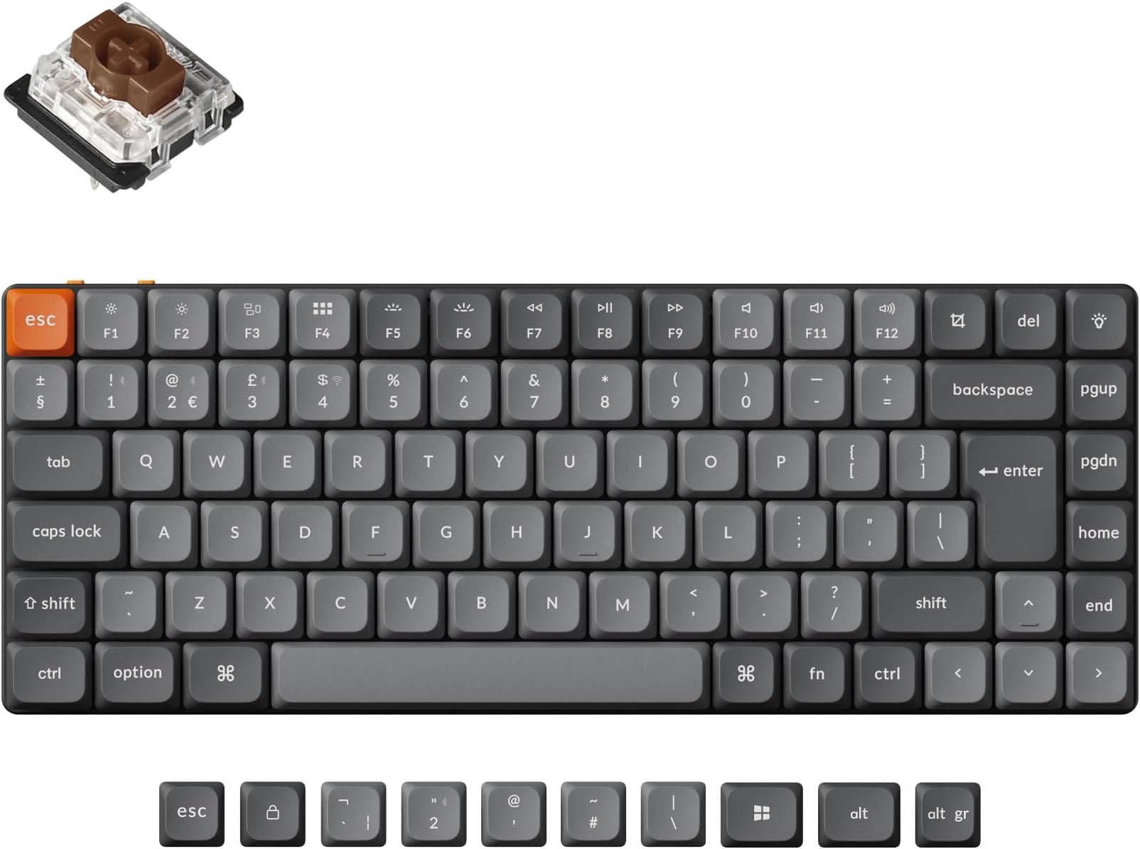 K3 Max Ultra-Slim Wireless Mechanical Keyboard, QMK/VIA Programmable Bluetooth 5.1/2.4 GHz/Wired with RGB Backlight Hot-swap Low Profile Gateron Brown Switch for Mac Win Linux - UK Layout