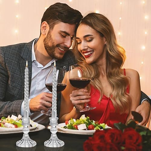 Miniatura 6 de Juego de 6 portavelas de cristal, candelabros cónicos para bodas, festivales, Navidad, fiestas, decoración de San Valentín, centros de mesa