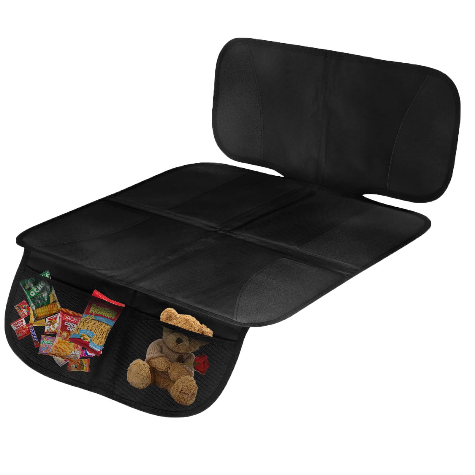 Protector de asiento infantil para coche ISOFIX, adecuado para coche, protector de asiento de coche, con protección para el respaldo, protector de asiento de coche, base adecuada (negro)
