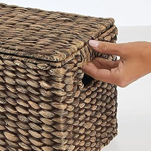 Mdesignwovenwaterhyacinthrectanglestorageorganizerbasketbinwithtopperlidandhandlesnaturalfarmhouseholdercontainersforclosetbedroombathroomofficesetof3darkbrown Urban Country Home Decor Mdesign woven water hyacinth rectangle storage organizer basket bin with topper lid and handles natural farmhouse holder containers for closet bedroom bathroom office set of 3 dark brown urban country home decor