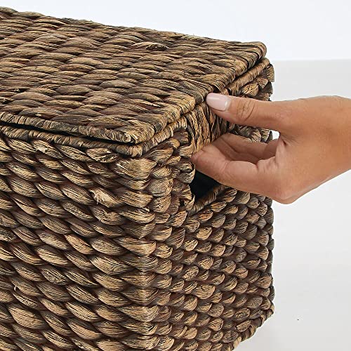 Mdesignwovenwaterhyacinthrectanglestorageorganizerbasketbinwithtopperlidandhandlesnaturalfarmhouseholdercontainersforclosetbedroombathroomofficesetof3darkbrown Urban Country Home Decor Mdesign woven water hyacinth rectangle storage organizer basket bin with topper lid and handles natural farmhouse holder containers for closet bedroom bathroom office set of 3 dark brown urban country home decor