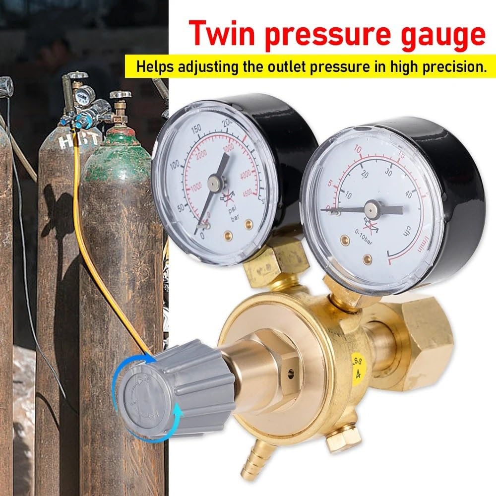 manometr Argon CO2 regulator ciśnienia w butli reduktor ciśnienia przepływomierz spawalniczy W21.8 1/4 gwint 0-20 Mpa zawór regulacyjny Regulator ciśnienia powietrza