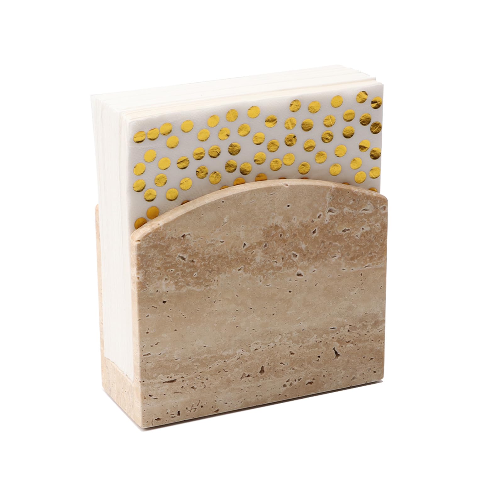 Photo 1 of Shonmogar Travertine Stone Napkin Holder,Standing Napkin Holders Fit for 6.5”x6.5” Luncheon-Sized Napkins,Stone Napkin Holder for Table Kitchen Counter Dining Room Party Bar Decor,Beige