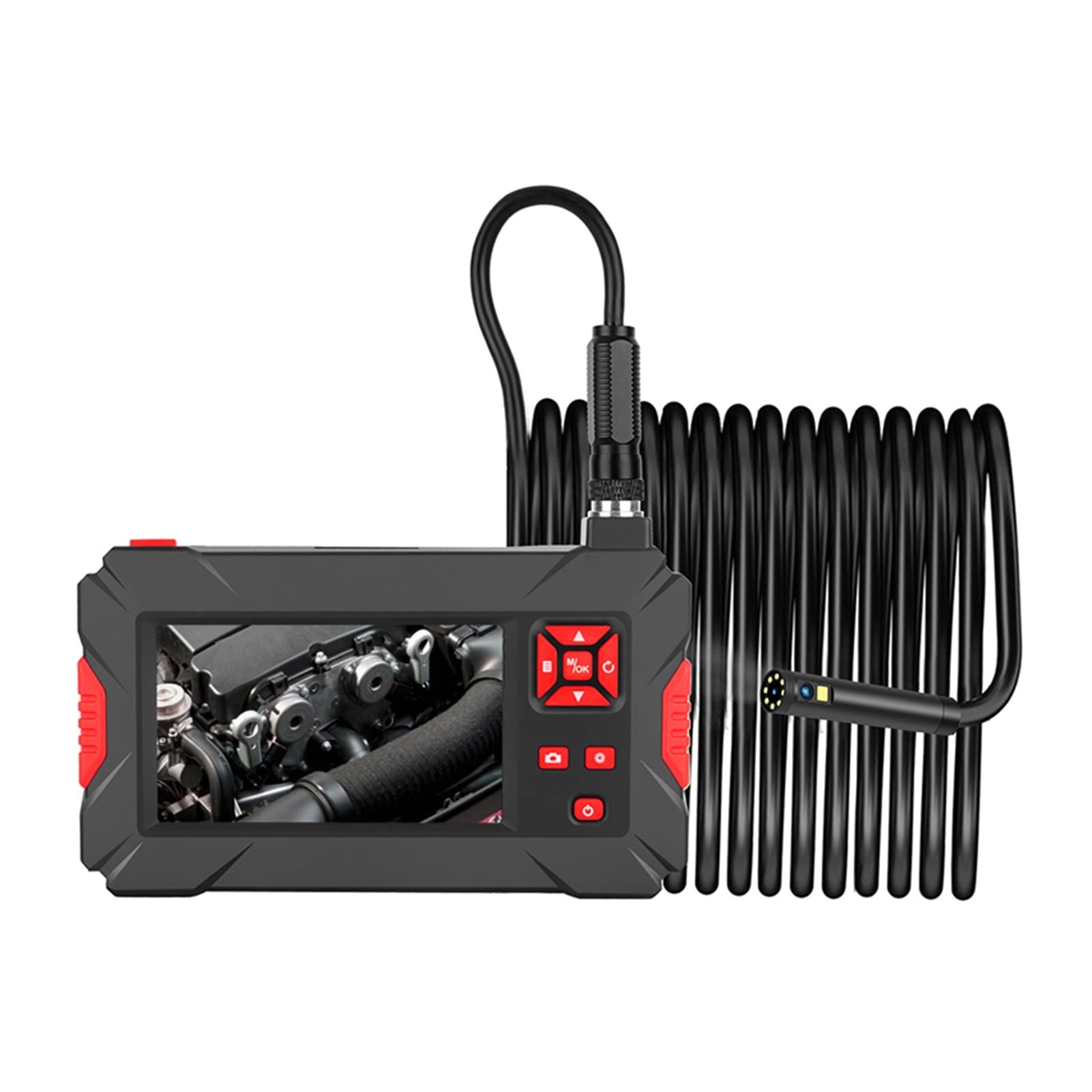 Kit de accesorios para microscopios Cámara impermeable 1080p dual cámara 4.3 "Cámara industrial de pantalla 8 LED Cable rígido ligero F/Tubería Inspección Portaobjetos de microscopio(5M)