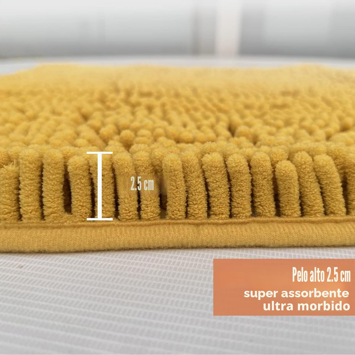 Set di 3 Tappetini da Bagno Antiscivolo in Ciniglia - 20 x 32, 16 x 24 e 20 x 20 Pollici a Forma di U per Bagno, Camera da Letto (Zenzero)