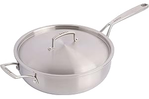 Babish Culinary Precision: Tri-Ply Stainless Steel Professional Grade Sauté Pan with Lid
