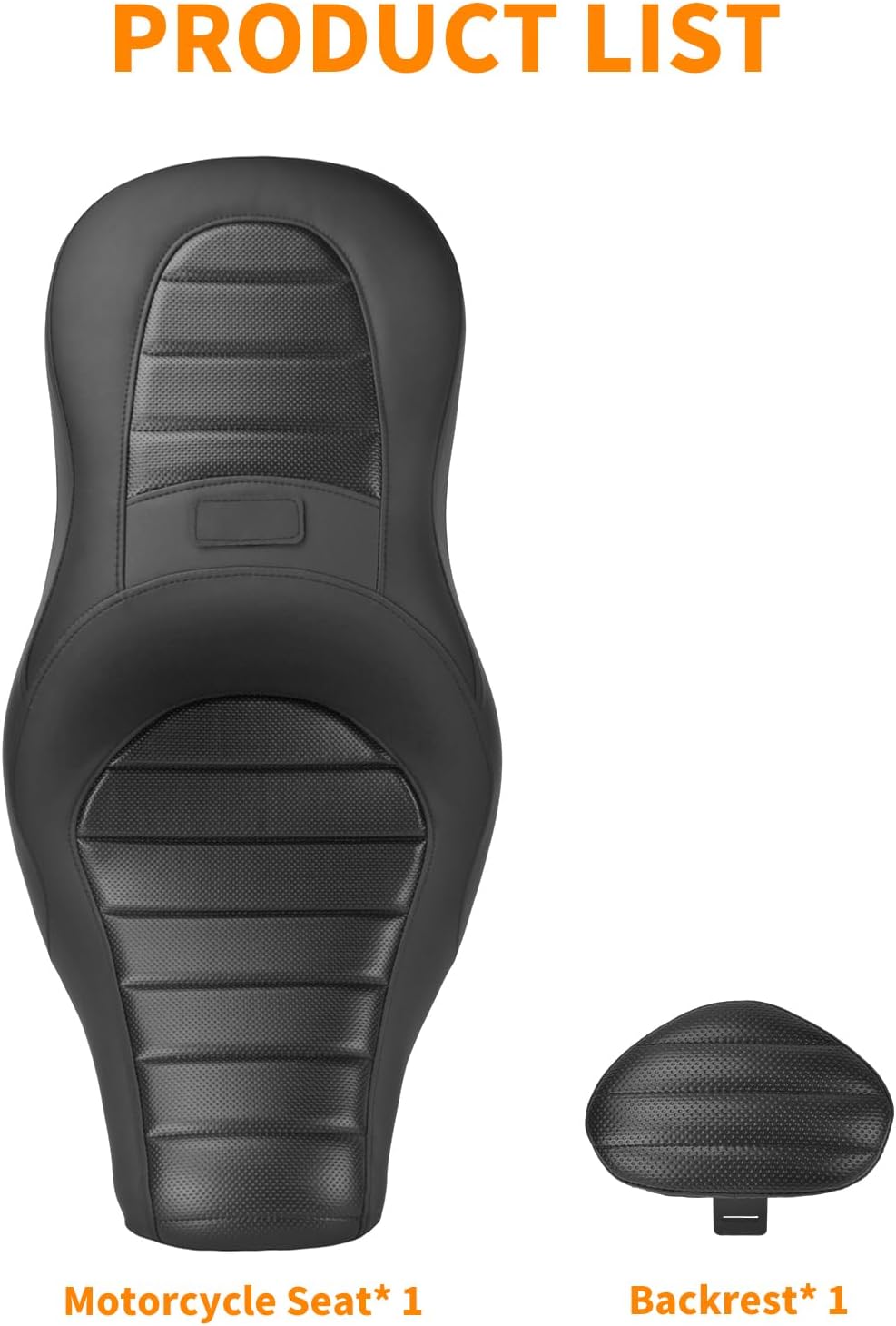 One-Piece Rider Passenger Seat with Backrest Fit for Harley Sport Glide FLSB Low Rider FXLR FXLRS FXLRST 2018-2024 Black Leather Cushion with Striped Stitching