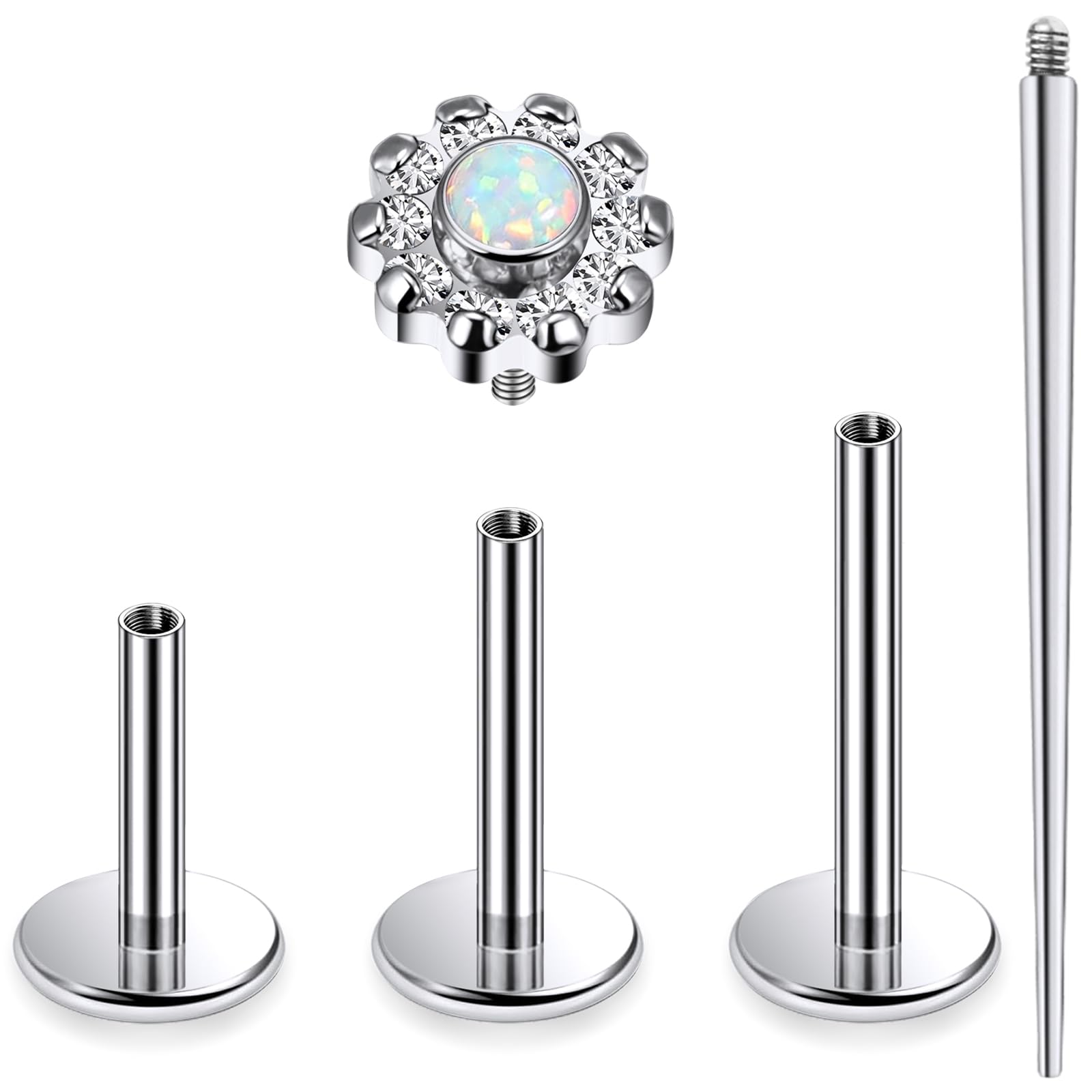 Xnsjeyy 16G Astm F136 Titanium Internal Thread Flat Back Earrings Nose Studs Tragus Forward Helix Conch Cartilage Lobe Earrings Stud Medusa Labret