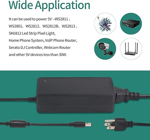 Miniatura 6 de YOOFONE Fuente de alimentación de 12V 5A 5Amp 60W Adaptador universal ACDC, 100  240V CA a CC 12 voltios 5A 4A 3A 2A 1A Convertidor, punta 5.5X