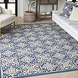 Nourison Home Aloha Blue 7'10" x 10'6" Area Rug - Easy Clean, Non Shedding, Bed Room, Living Room, Dining Room, Kitchen (8' x 11')