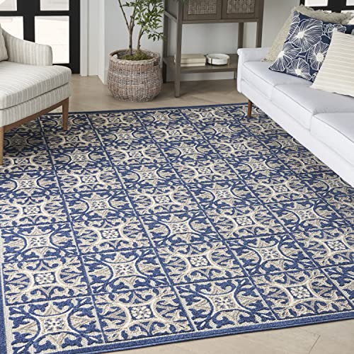 Nourison Home Aloha Blue 6' x 9' Area Rug - Easy Clean, Non Shedding, Bed Room, Living Room, Dining Room, Kitchen (6' x 9')