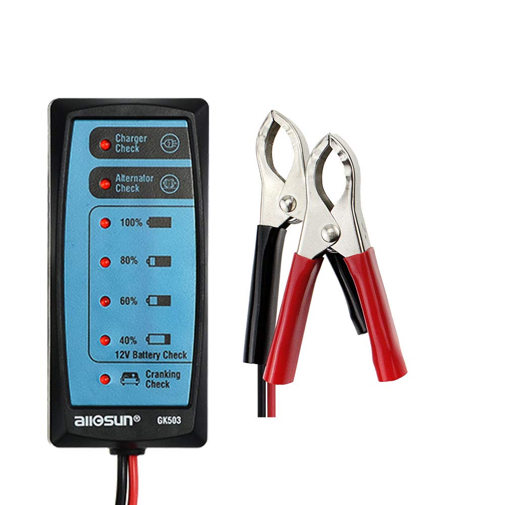 allsun 12V Car Battery Tester Mini Vehicle Charger Alternator Cranking Check Automotive Storage Diagnostic Tool