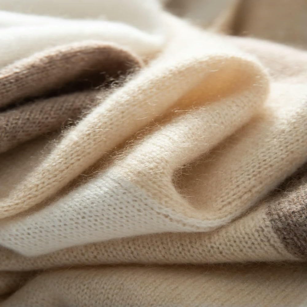 Bufanda Tipo Chal Lana y Cachemir a Rayas para otoño e Invierno, Bufandas Grandes de Cachemir para Mujer, Chal Exterior Ligero y Fino