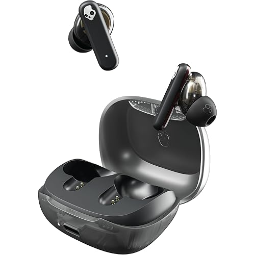 Skullcandy Smokin’ Buds Wireless Earbuds, Bluetooth Headphones, Noise Isolating Fit, Up to 20 Hours Battery, IPX4 Sweat and Water Resistant, Microphone for iPhone Android - Midnight Smoke