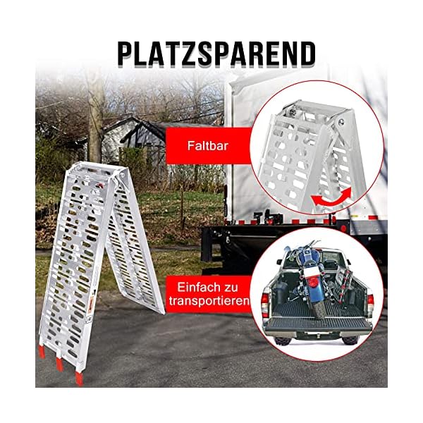 LZQ Auffahrrampe Faltbare ALU 340 kg /750LBS Rampe klappbar Alu Auffahrrampe 680 kg /1500 LBS Tragkraft/Paar Rampe… – Bild 5