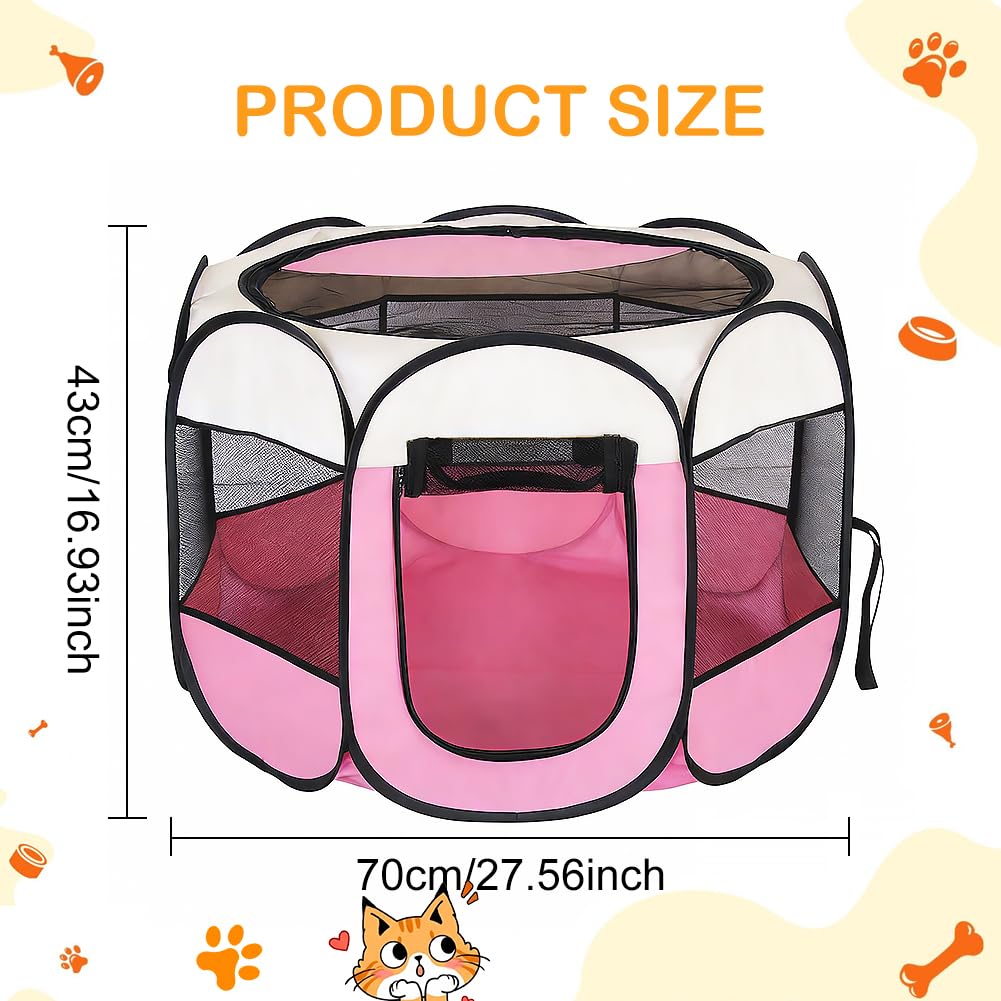 Gabbia per cuccioli per animali domestici, XXL, per cuccioli, per esterni e interni, per piccoli animali come cani e gatti (beige + rosa)