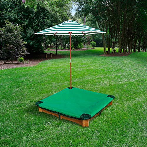 Gorilla Playsets 02-3019 Interlocking Sandbox With Cover And Umbrella, Wood, Square, 45.5" W X 45.5" D X 8" H, Brown #TOP1
