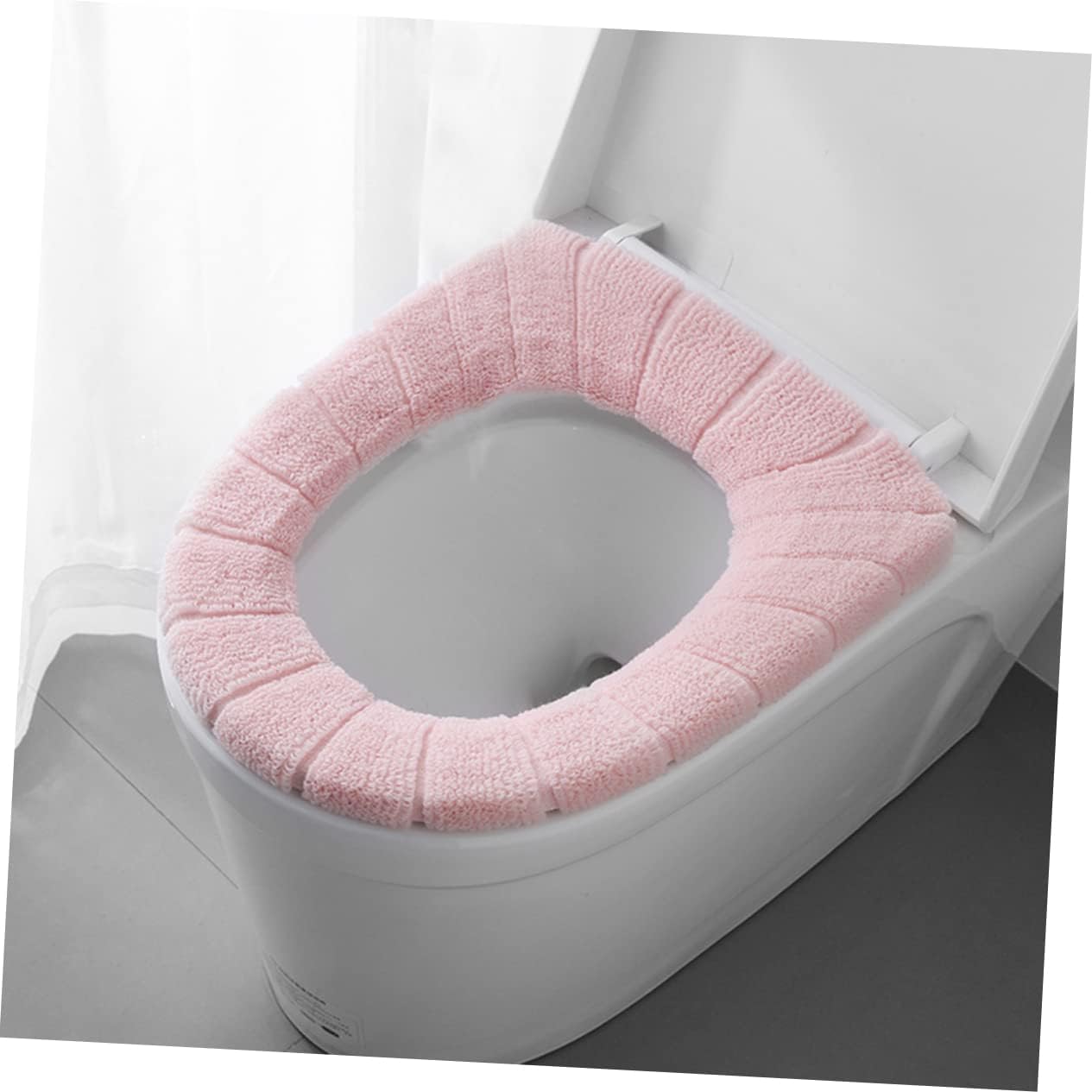 Ciieeo 4pcs Thicken Toilet Seat Covers Lint Stretchable Washable U-Shape Seat Pads for Cold Weather