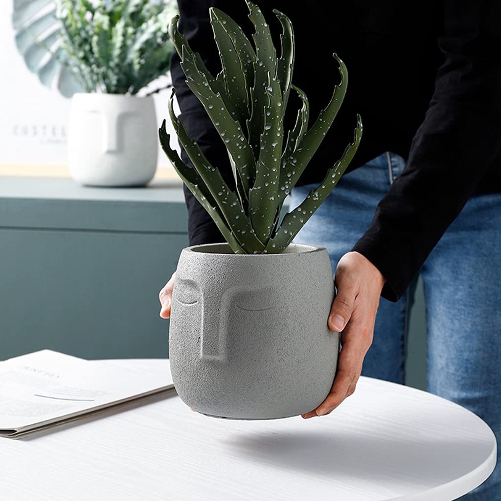 INFILM Abstrakte Keramikvase In Kopfform - Modernes Design Für Sukkulenten & Deko, 25x21x13 Cm | Für Wohnzimmer, Café & Geschenk